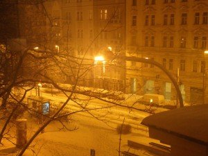 Icicles on street light Prague