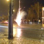 street level fireworks in Prague on New Year's