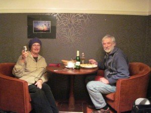 Michael &Karin with Pilsner in Russian restaurant, Prague