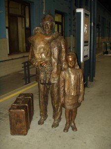 Winton children at train station