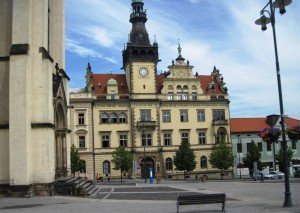 Kladno town hall and church