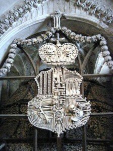 Crest of bones at Kutna Hora Ossuary