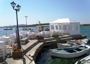 Aliki pier set up for wedding